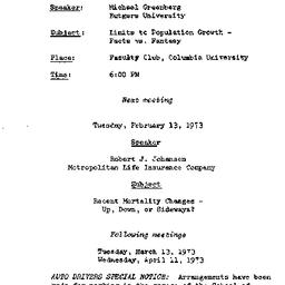 Announcements, 1973-01-18. ...