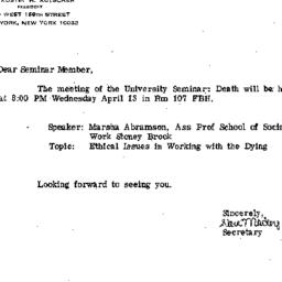 Announcements, 1983-04-13. ...
