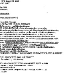 Announcements, 1999-12-13. ...