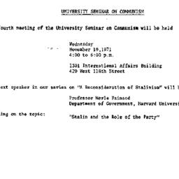 Announcements, 1971-11-10. ...