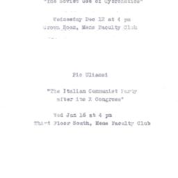 Announcements, 1962-12-12. ...