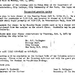 Announcements, 1981-10-05. ...
