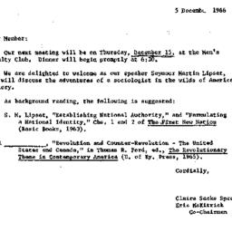 Announcements, 1966-12-05. ...