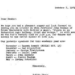 Announcements, 1971-10-07. ...