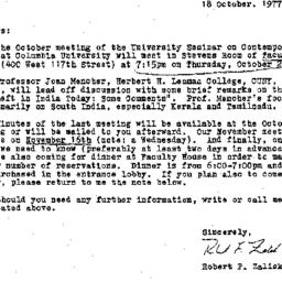 Announcements, 1977-10-18. ...
