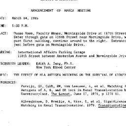 Announcements, 1985-03-14. ...