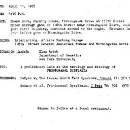 Announcements, 1985-04-11. ...