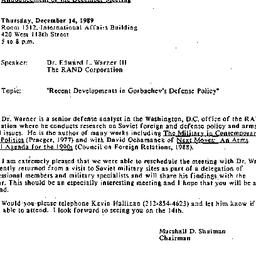 Announcements, 1989-11-20. ...
