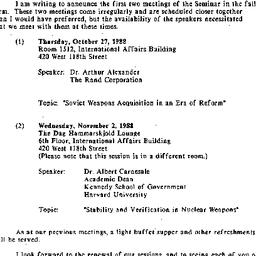 Announcements, 1988-09-26. ...