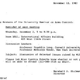 Announcements, 1982-11-19. ...