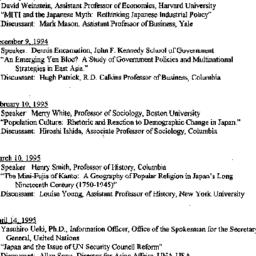 Schedules, Modern East Asia...