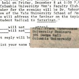 Announcements, 1967-12-08. ...