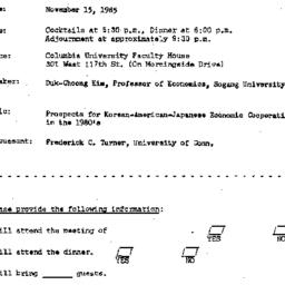 Announcements, 1985-11-15. ...