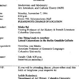 Announcements, 1994-11-07. ...