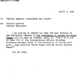 Announcements, 1981-04-14. ...