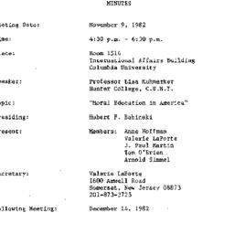 Minutes, 1982-11-09. The Pe...