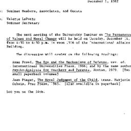 Announcements, 1982-12-14. ...