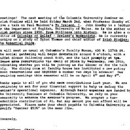 Announcements, Irish Studie...