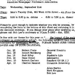 Announcements, 1966-09-21. ...