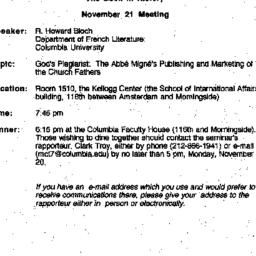 Announcements, 1995-11-21. ...