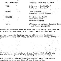 Announcements, 1974-02-07. ...