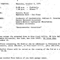 Announcements, 1974-10-06. ...