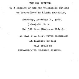 Announcements, 1970-12-02. ...