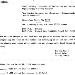 Announcements, 1973-03-21. ...