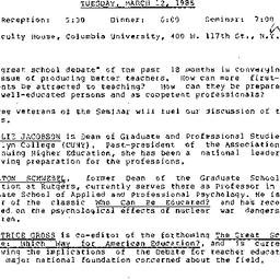 Announcements, 1985-03-12. ...