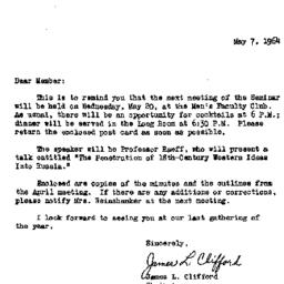 Announcements, 1964-05-07. ...