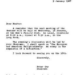Announcements, 1967-01-09. ...