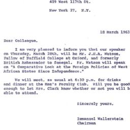 Announcements, 1963-03-18. ...
