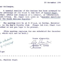 Announcements, 1964-11-23. ...