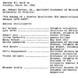 Minutes, 1986-03-18. Studie...
