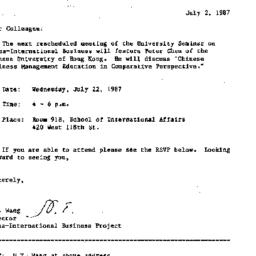 Announcements, 1987-07-02. ...
