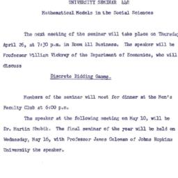 Announcements, 1962-04-16. ...
