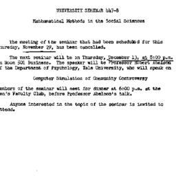 Announcements, 1962-11-26. ...