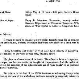 Announcements, 1990-04-27. ...