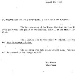 Announcements, 1963-04-19. ...