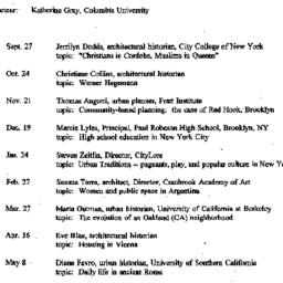 Schedules, The City, semina...
