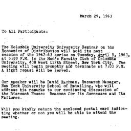 Announcements, 1963-03-29. ...