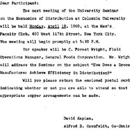 Announcements, 1960-04-07. ...