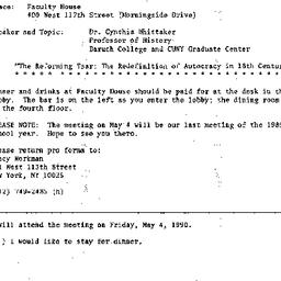 Announcements, 1990-04-20. ...