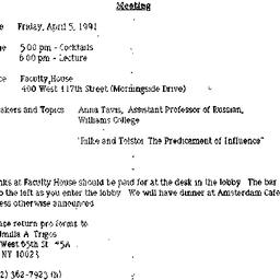 Announcements, 1991-03-11. ...