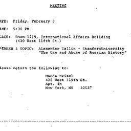 Announcements, 1984-02-03. ...