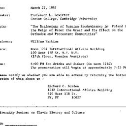 Announcements, 1981-03-27. ...