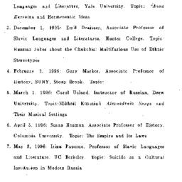 Schedules, Slavic History a...