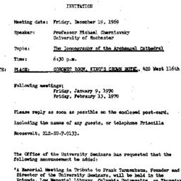 Announcements, 1969-12-19. ...