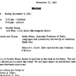 Announcements, 1991-11-15. ...