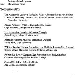 Schedules, Slavic History a...